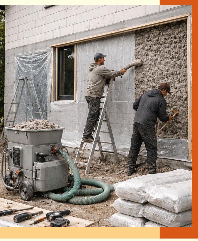 Утепление дома из газобетона эковатой в Озёрске от 4564 руб./м2 | ТепломастерОзр
