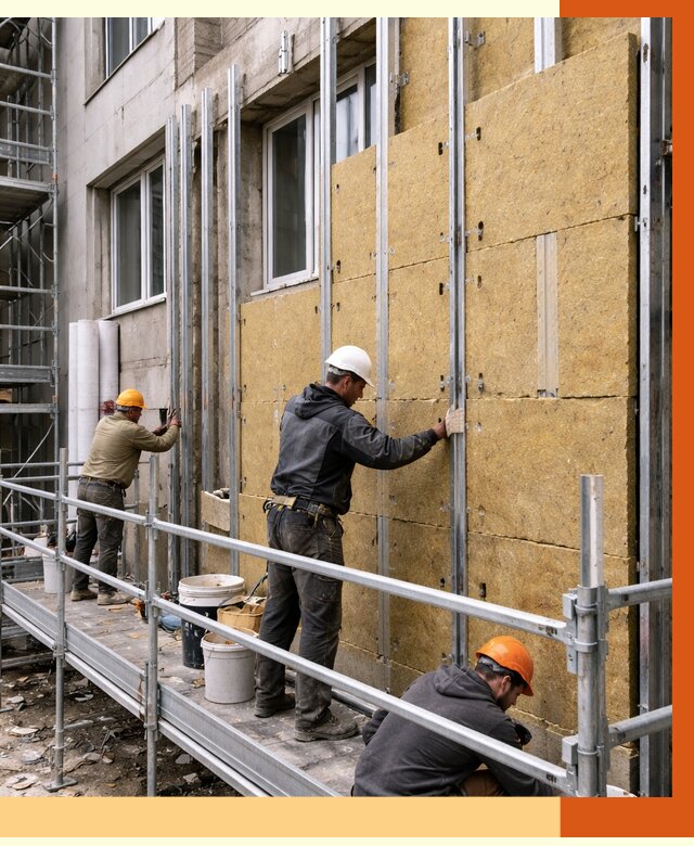 Утепление вентилируемого фасада в Озёрске от 5680 руб/м2 — монтаж и утепление вентфасад | ТепломастерОзр